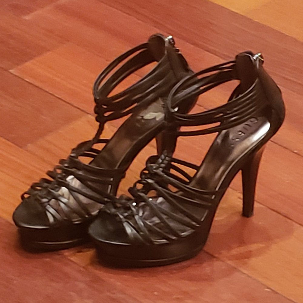 Guess Black Strapped Heel Platform